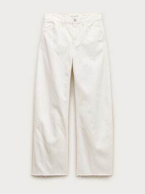 J Crew Zoe Barrel Mid Rise Rigid White Denim Raw Hem Jeans Womens Size 29